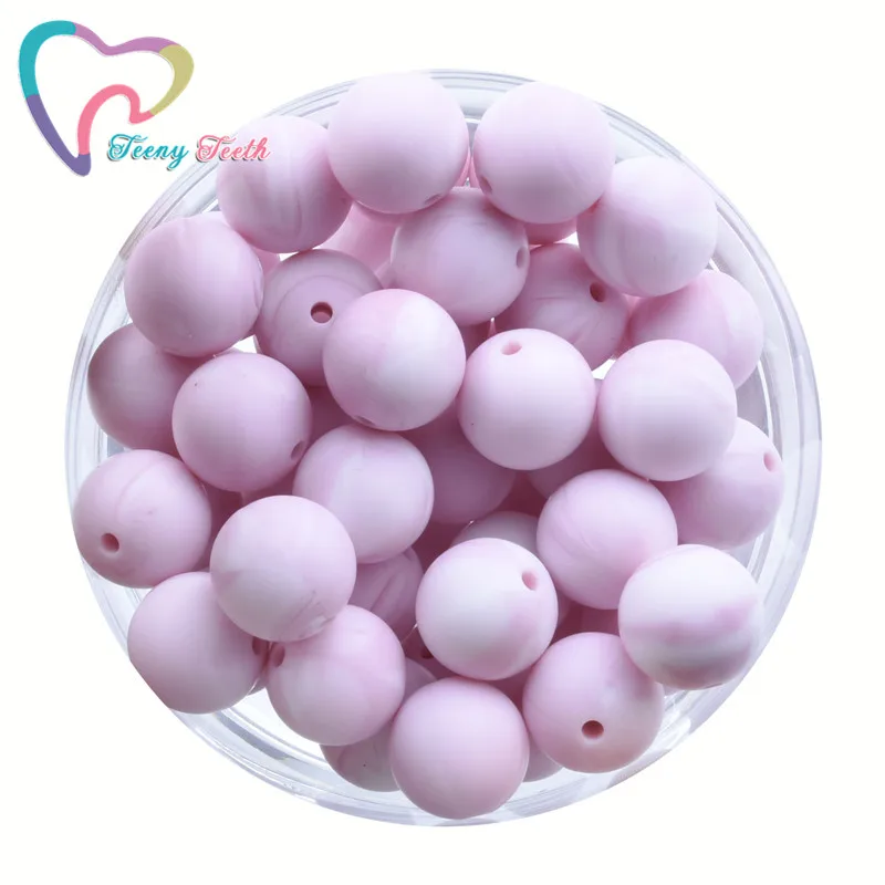 100 PCS Marble Colorse Series 9-19MM Baby Teether DIY Accessories Baby Product Teething Necklace Food Grade Silicone Round Beads