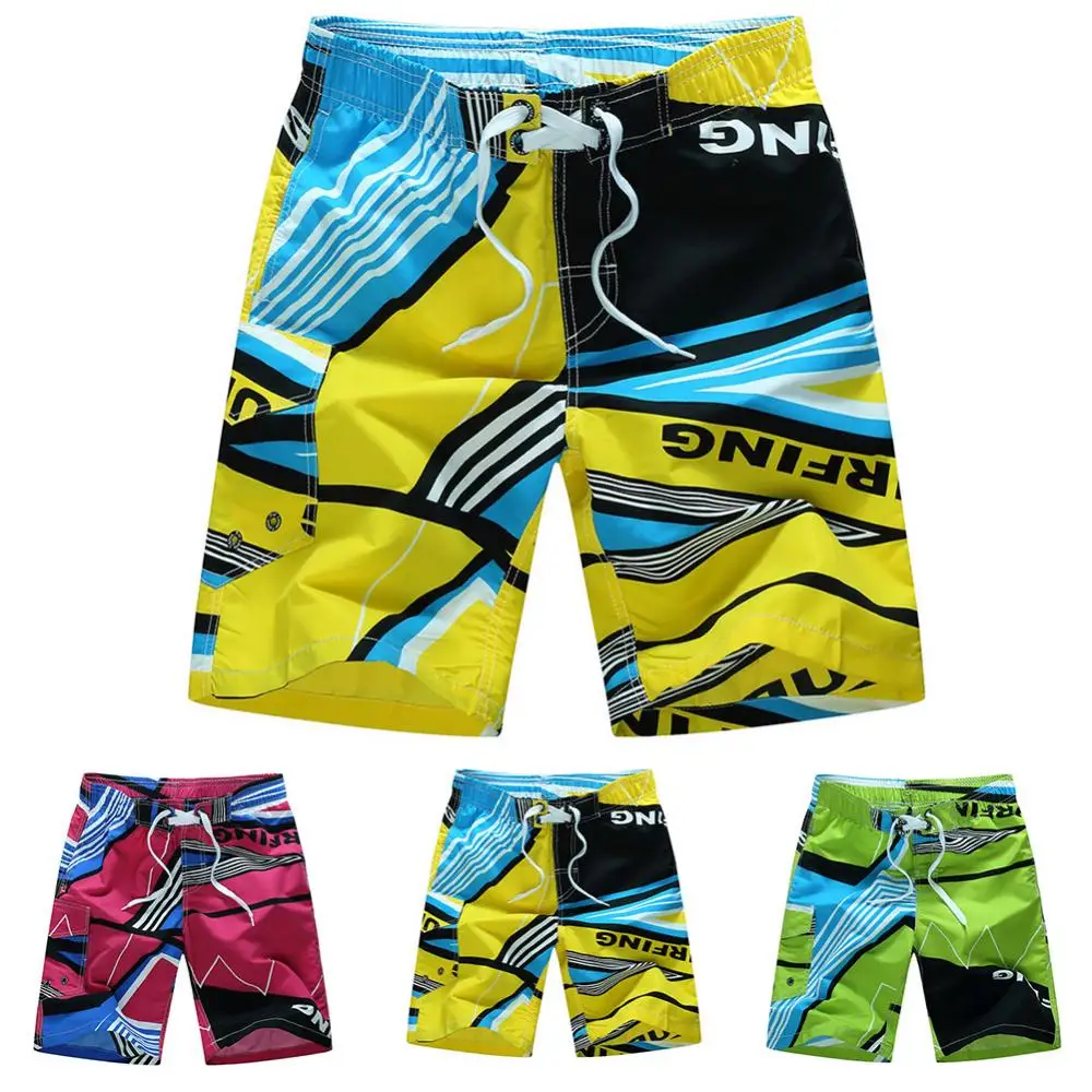 2021 Men Summer Beach Shorts Pants Color Plus Size Block Breathable Drawstring Swimming Trunks Men Running Sports Surfing Shorts