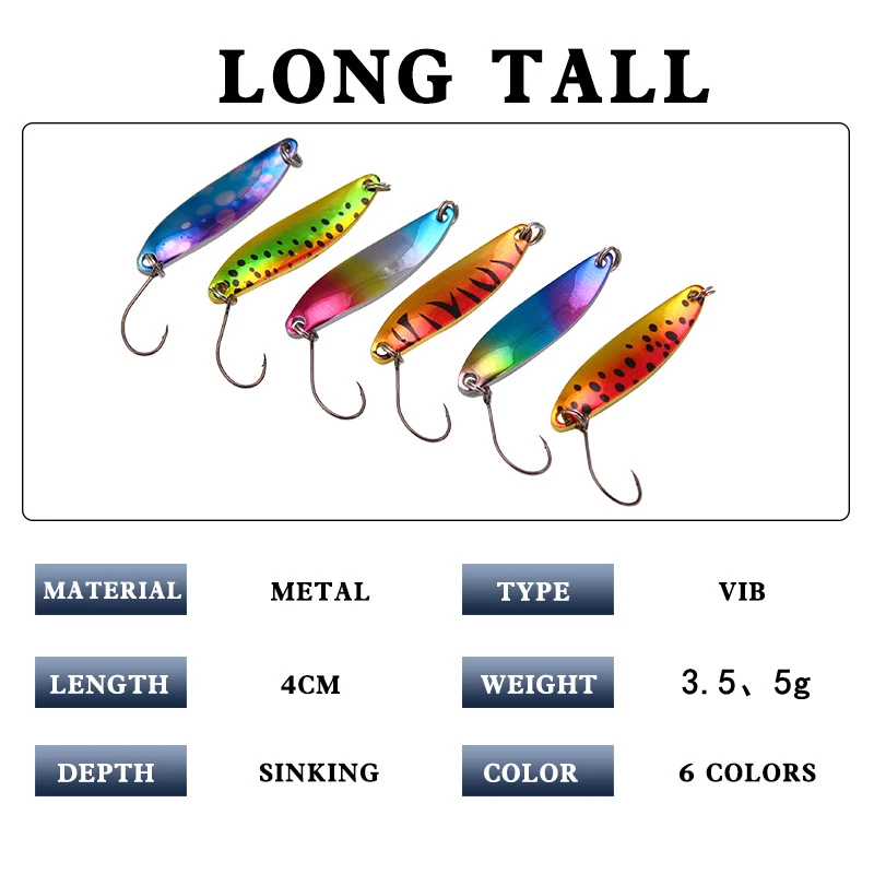 1PCS Metal Spoon Hard Fishing Lure Artificial Wobblers for Trolling Trout Spoon Bait Bass Pike with Single Hook 3.5G-5g