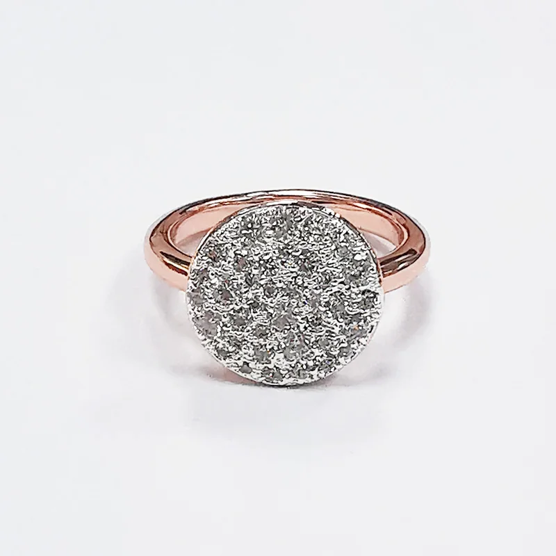 Best Newest Design Unique Silver Round  Zircon Ring And Rose Gold Color Ring Best Selling