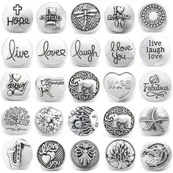 6pcs/lot Metal Snap Button 18mm 20mm Tree Hope Elephant Starfish Love Button Snaps Fit Snap Jewelry DIY