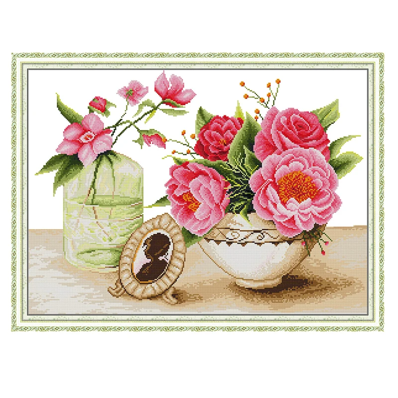 Joy Sunday Floral Cross Stitch DIY Embroidery Kit Set Needlework Handmade  Four Seasons Like Flowers Counted Cross Stitch