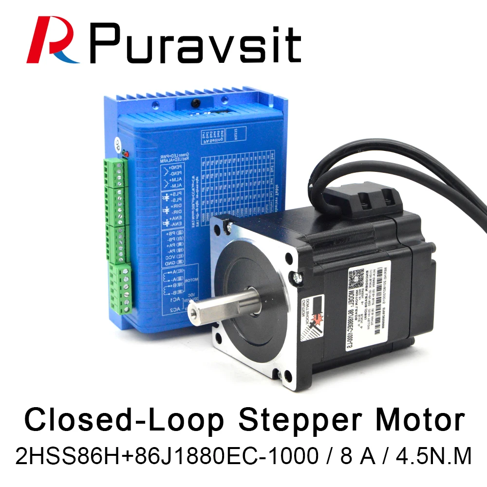 Puraysit NEMA 34 Closed Loop Stepper Motor 4.5Nm 8A Hybrid Stepping Motor Nema34 Close Loop Motor driver DC 40-110V AC 60-80V