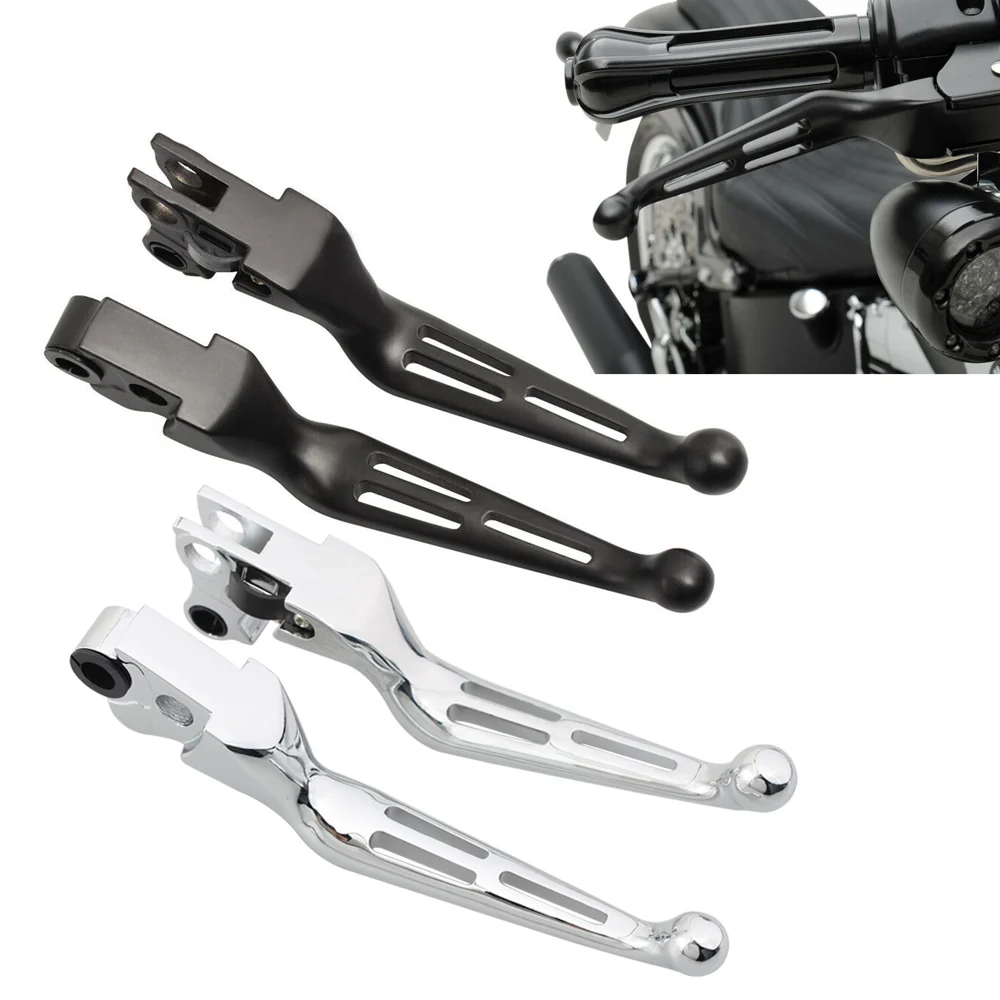 Motorcycle Black Chrome Slotted Brake Clutch Levers For Harley Sportster XL 883 1200 Softail FXDB Bob Dyna Glide