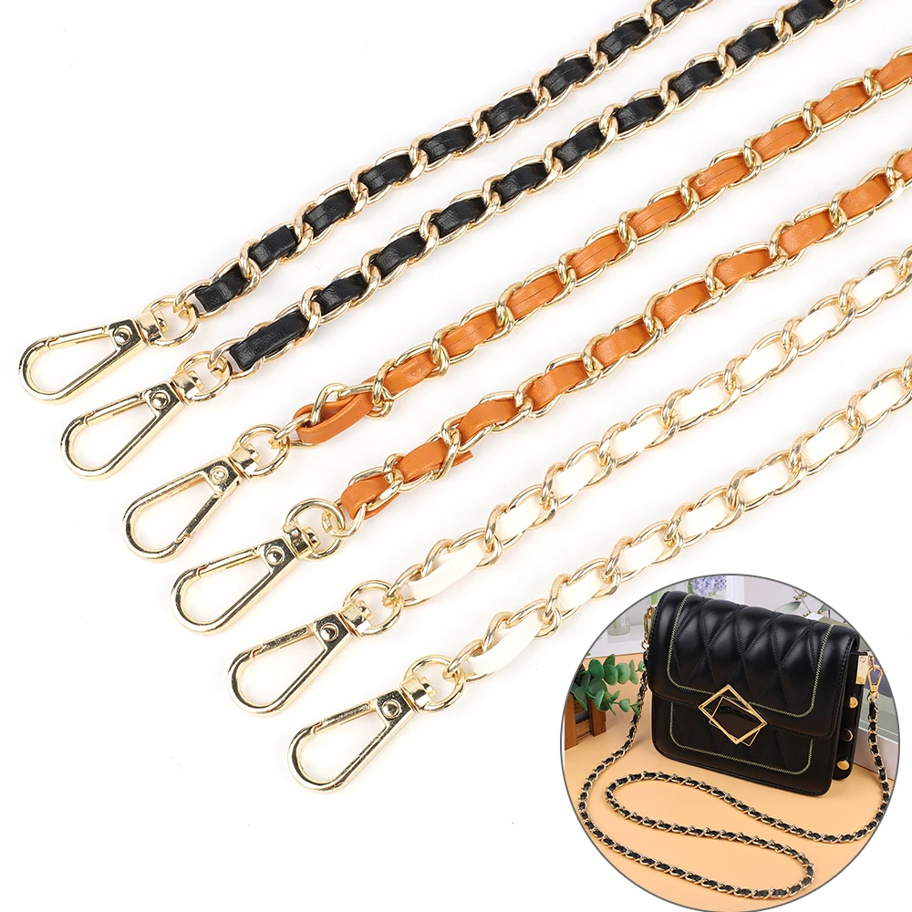 

123cm Purse Chain Strap Crossbody Handbag Chains Metal and Leather Cross Body Bag Strap Handle Shoulder Bag Chain Replacement