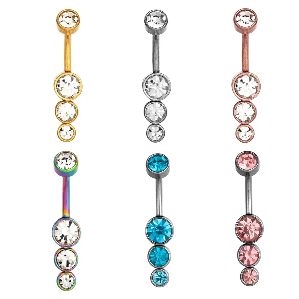 14g Surgical Steel Belly Button Piercing Rings CZ Zircon Navel Earring 10mm Barbell Women Sexy Summer Jewelry Beach Accessory