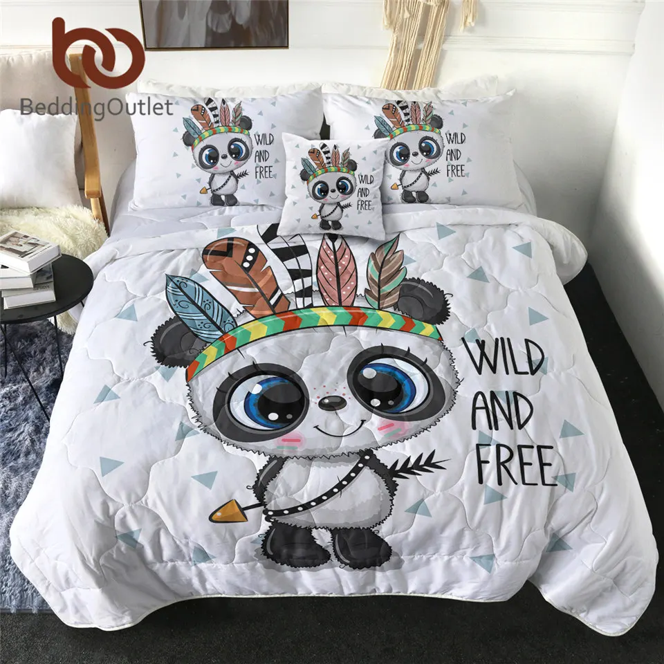 

BeddingOutlet Panda Quilt Geometric Summer Blanket Tribal Animal Bedding Cartoon Air-conditioning Comforter Feather Home Decor