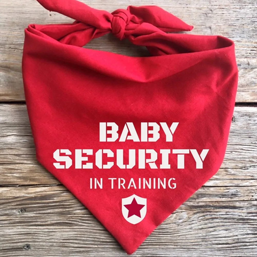 Custom Dog pregnancy announcement dog bandana gender reveal party baby shower pets blue Baby Security in training pregnancy