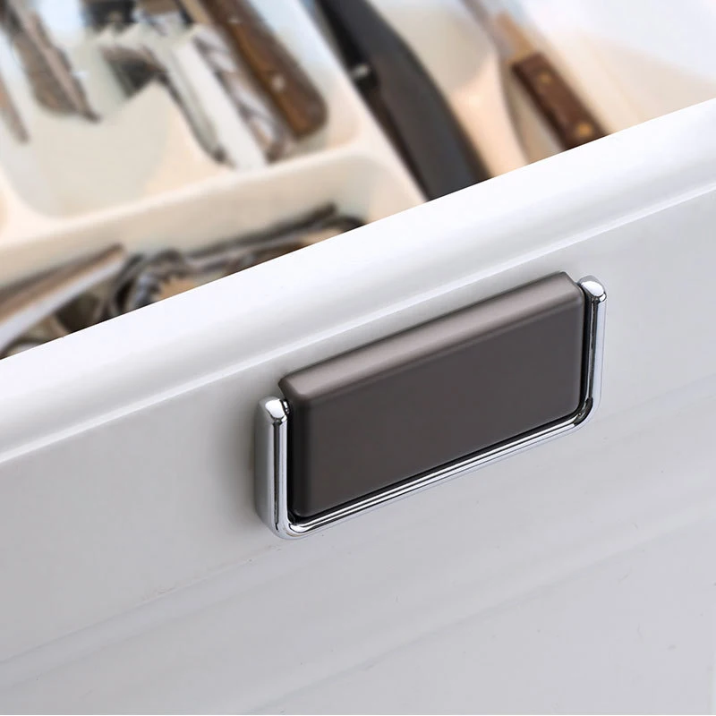 Zinc Alloy Modern Simple Cabinet Hardware Handle Pearl Black And Gold Decorative Furniture Handles Big Home Cabinet Door Knobs