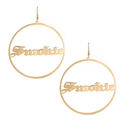 Sipuris Customized Name Earrings Personalized Stainless Steel Fashion Drop Earrings For Women Fashion Jewelry Gift 30mm-70mm