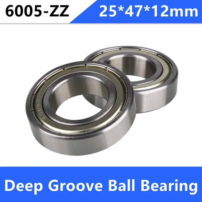 50pcs/lot 25x47x12mm 6005ZZ 6005Z 6005 Z ZZ 25*47*12mm Double metal cover Deep Groove Ball bearing