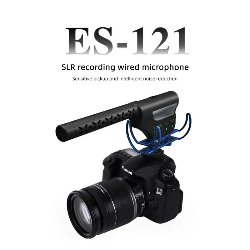 CELLA CITY – Microphone professionnel à condensateur, caméra SLR avec moniteur, prise d'enregistrement, filaire