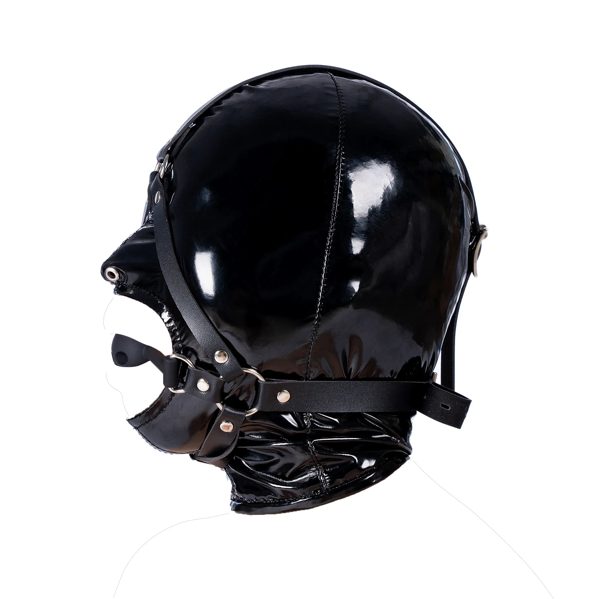 Bdsm Bondage Leather Strap with Open Mouth Silicone Gag Sexy Toys for Fetish Restraints Hood Mask Sexy Headgear Adults Games