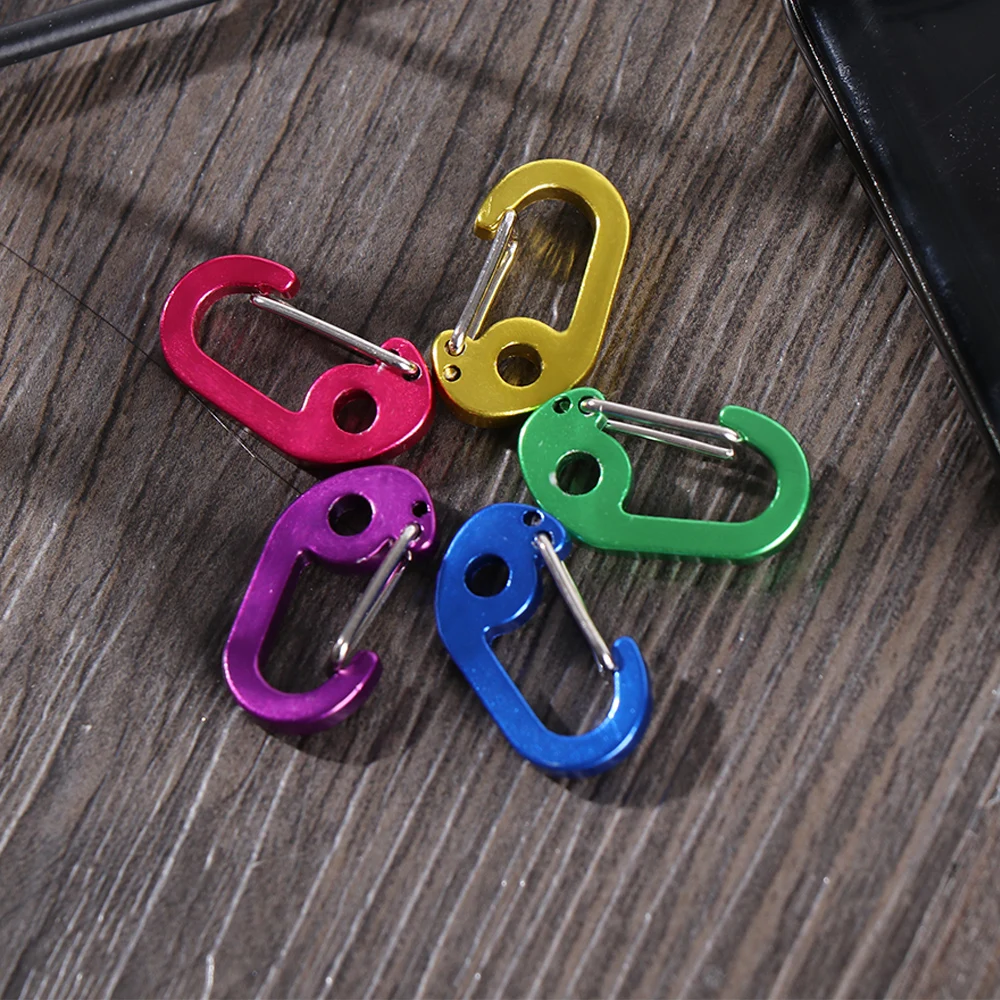 5PCs/Set D-Type Aluminum Alloy Carabiner Buckle Camping Equipment Backpack Buckle Water Bottle Hanging Buckle Snap Hook Keychain