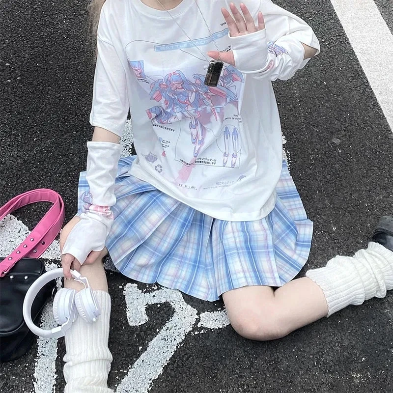 E Girl Anime Tshirt Clothes Fashion Graphic Top Harajuku Kawaii  Summer Tops for Women 2021 Cartoon