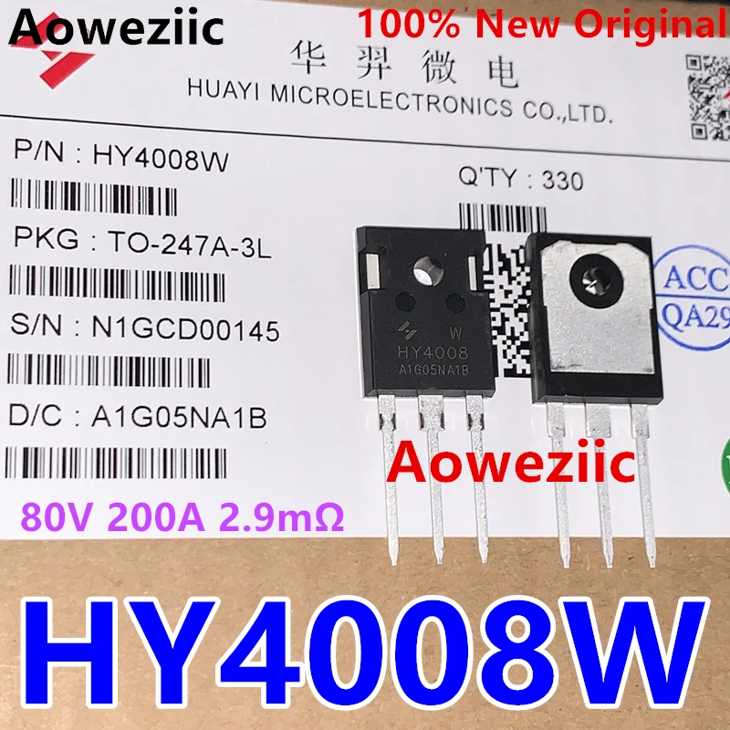 Aoweziic 10Pcs/Lot HY4008W HY4008 TO-247 2021+ 100% New Imported Original FET 80V 200A 2.9mΩ N-Channel Enhancement Mode MOSFET