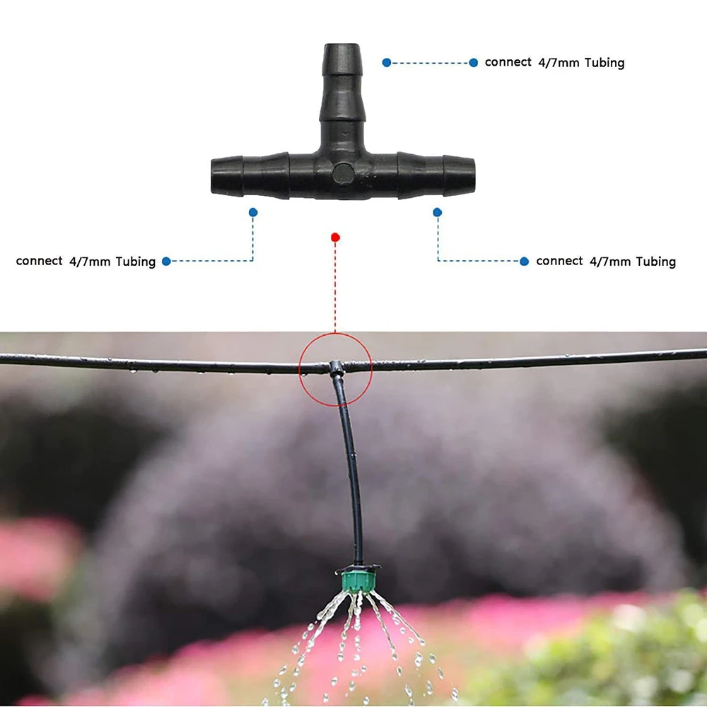 Raccords en T barbelé universels, connecteurs barbelés, système d'irrigation goutte à goutte pour tube d'eau 4/7mm, 30 pièces, 1/4 pouces