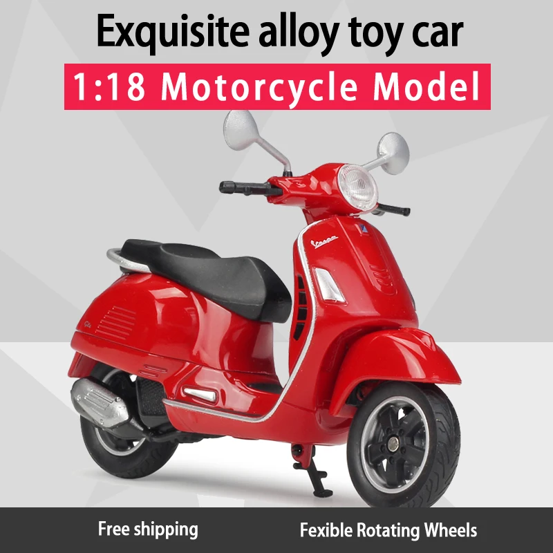 WELLY 1:18 2017 VESPA GTS 125 Alloy Diecast Motorbike Model Flexible Rotating Wheels Toy For Kid Gifts Toy Collection NEW IN BOX