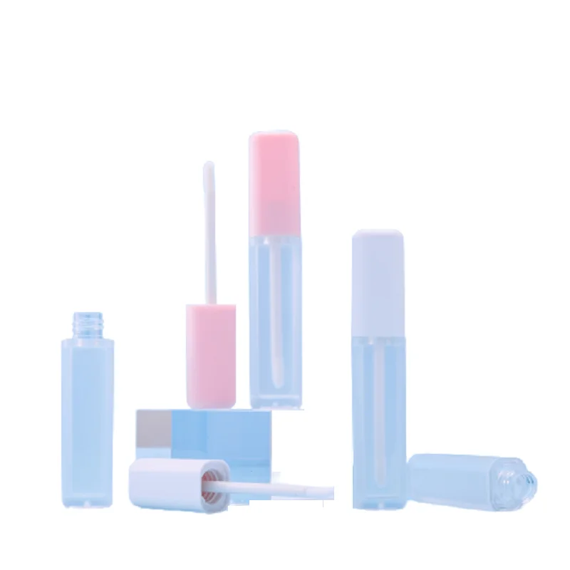 

6ml Square Matte Frosted Lip Gloss Tube Plastic Lip Glaze Bottle White/Pink Lid Empty Lipgloss Refillable Container 25/50pcs