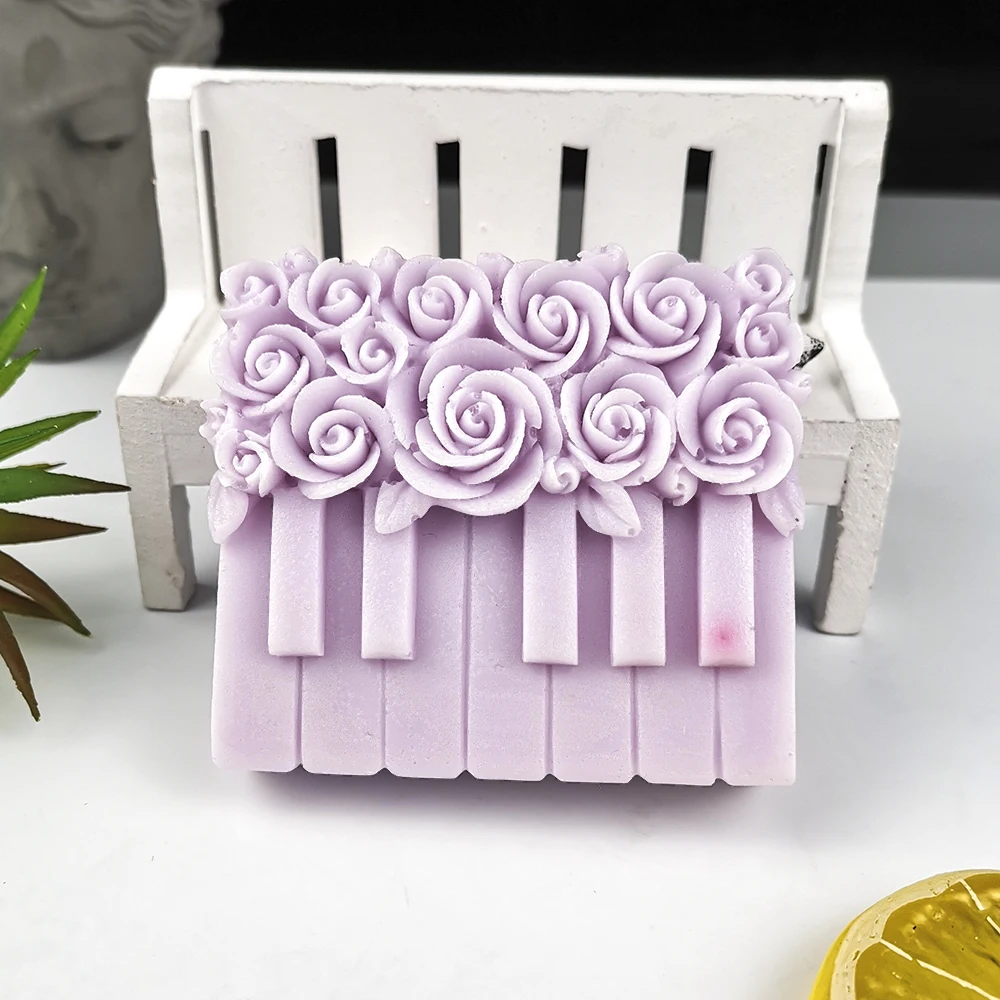 PRZY Flower Soap Molds Rose Piano Molds Pianoforte Mold Handmade Mould Silicone Fondant Soap Clay Resin Candle Mould