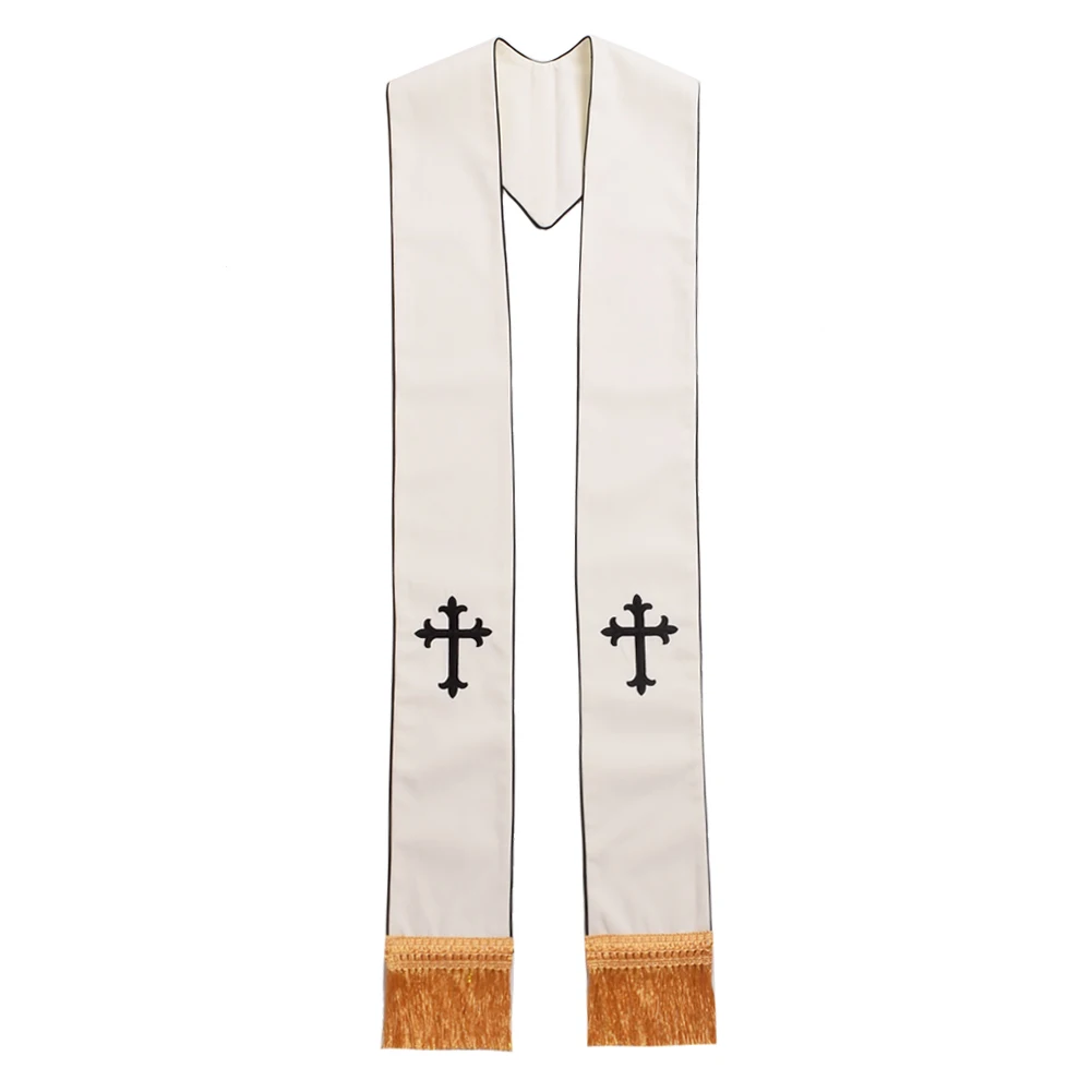 Étole de pasteur d'église pour adultes, écharpe de croix catholique, accessoires de costume de cosplay, étole de clergé, superposition unisexe