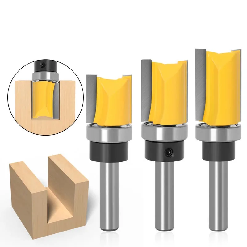 

1Pcs 8mm Shank Flush Trim Router Bit Pattern Bit With Top Bottom Bearing Straight Knife For Wood Slotting Milling Cutter