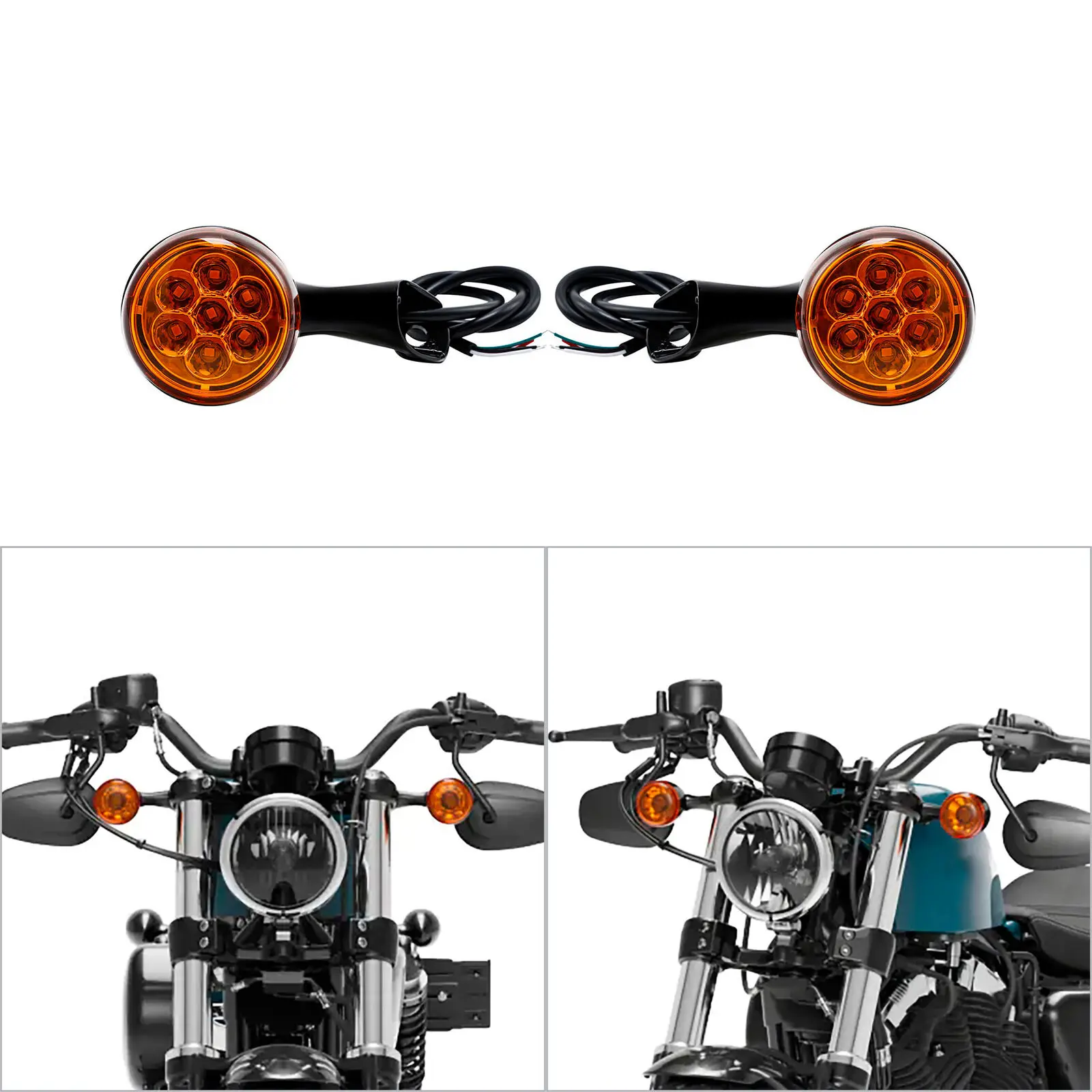 

Motorcycle Front Turn Signal LED Amber Lights For Harley XL48 XL1200X 2016-2022 2021 2019 2018 2017 black/chrome