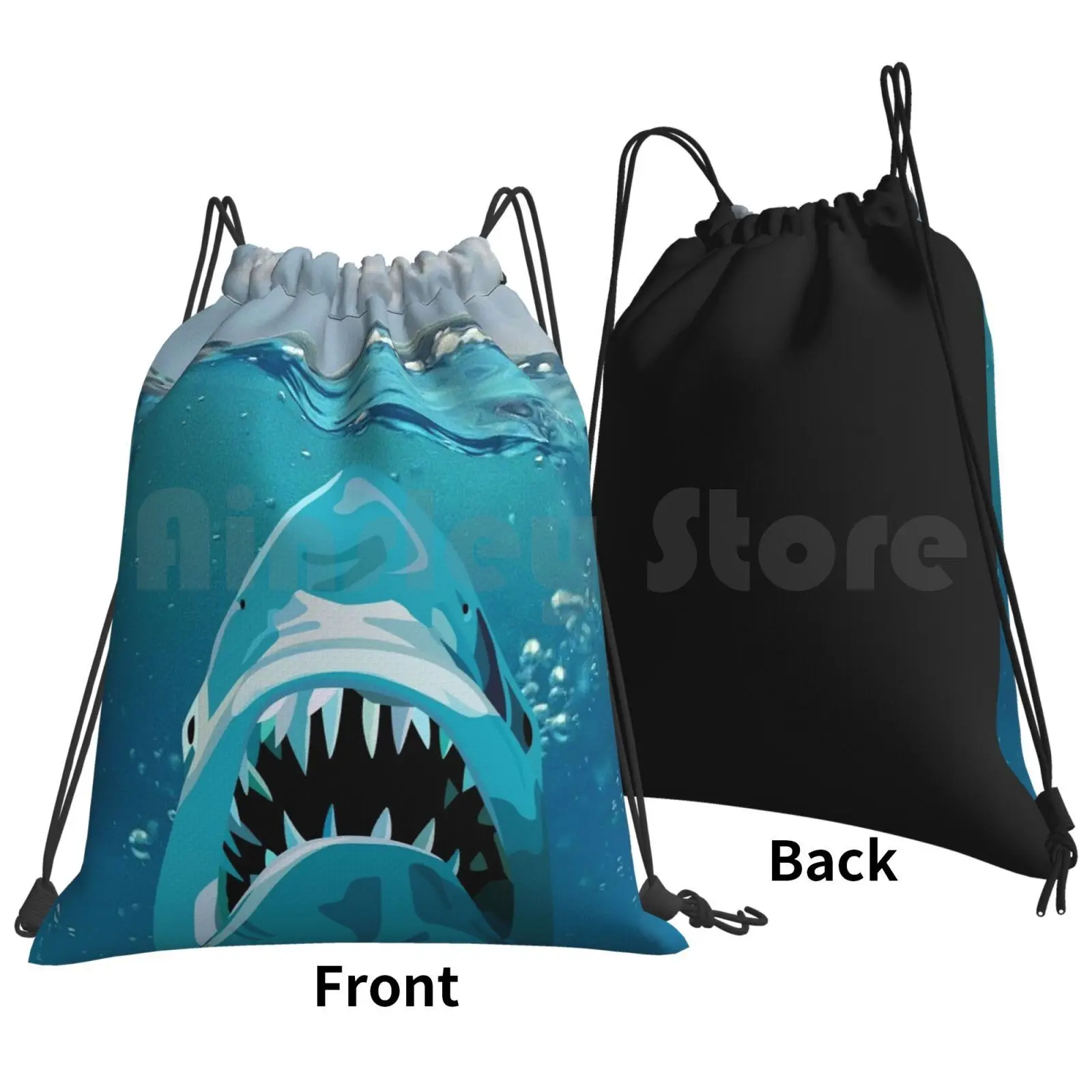 Shark Attack-Ocean Background Backpack Drawstring Bag Riding Climbing Gym Bag Shark Shark Attack Ocean Ocean Life Ocean