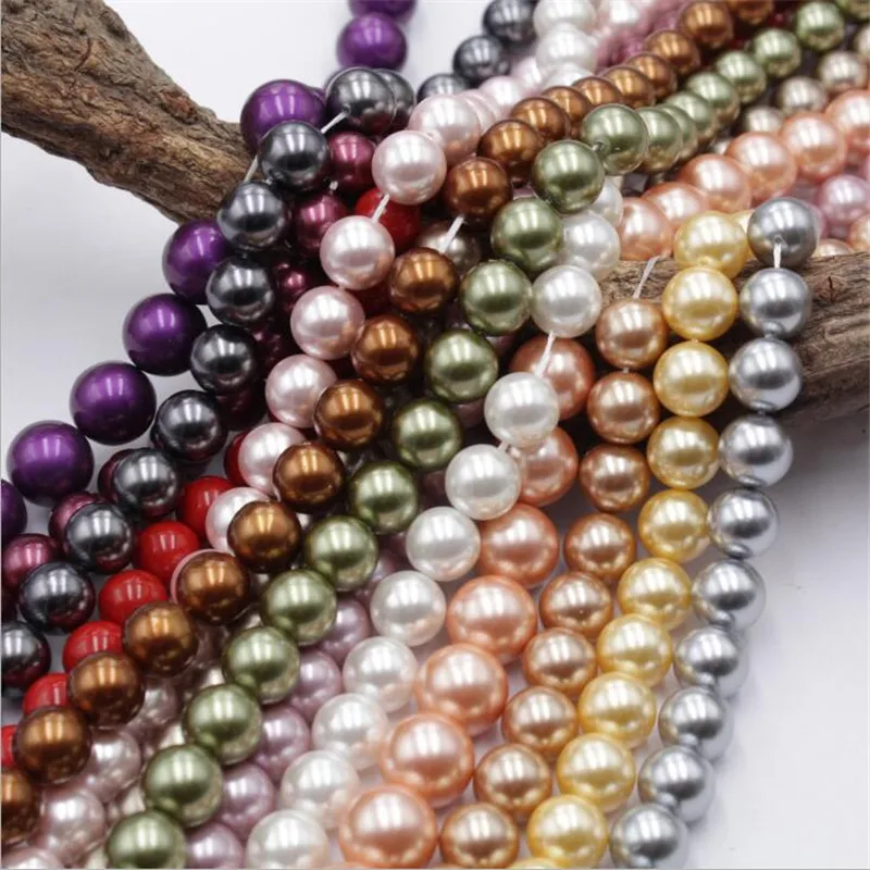 Multicolor Shell Pearl Beads Natural Round Loose Spacer Finding Beads For Jewelry Making Diy Necklace Bracelet 15\