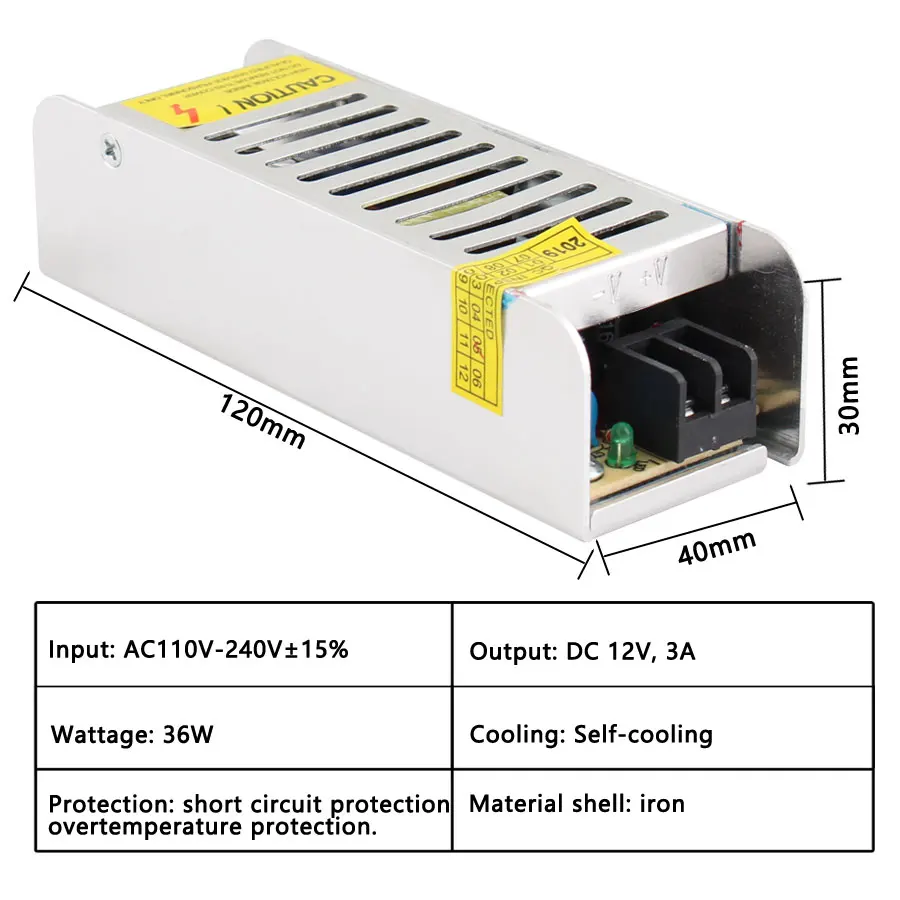 Long Bench Transformer AC TO DC 220V 12V 24V 3A 5A 8.5A 10A 12.5A 15A 20A 30A Switching Power Supply Converter 12V Power Voltage