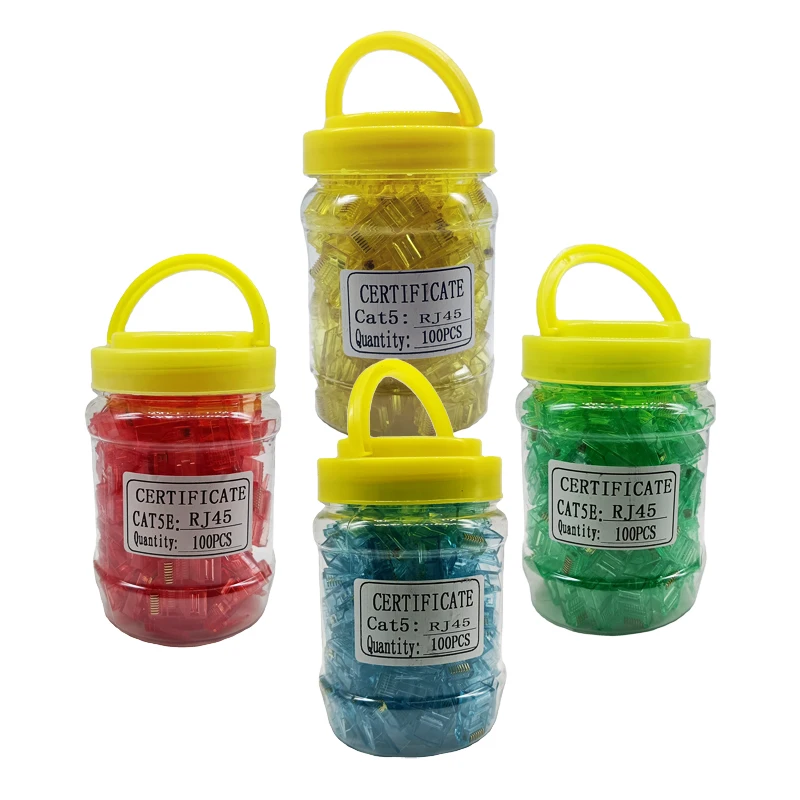 100pcs bottle Colorful RJ45 Modular Plug Network Cable LAN Connector Plug End 8P8C CAT5 CAT5E  FU
