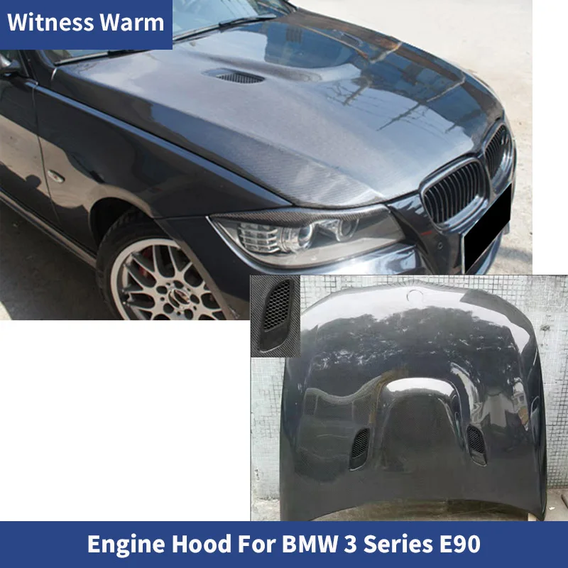 For E90 Carbon Fiber FRP front Engine hood bonnet For BMW 3 Series E90 M3 Style car body kit 05-12