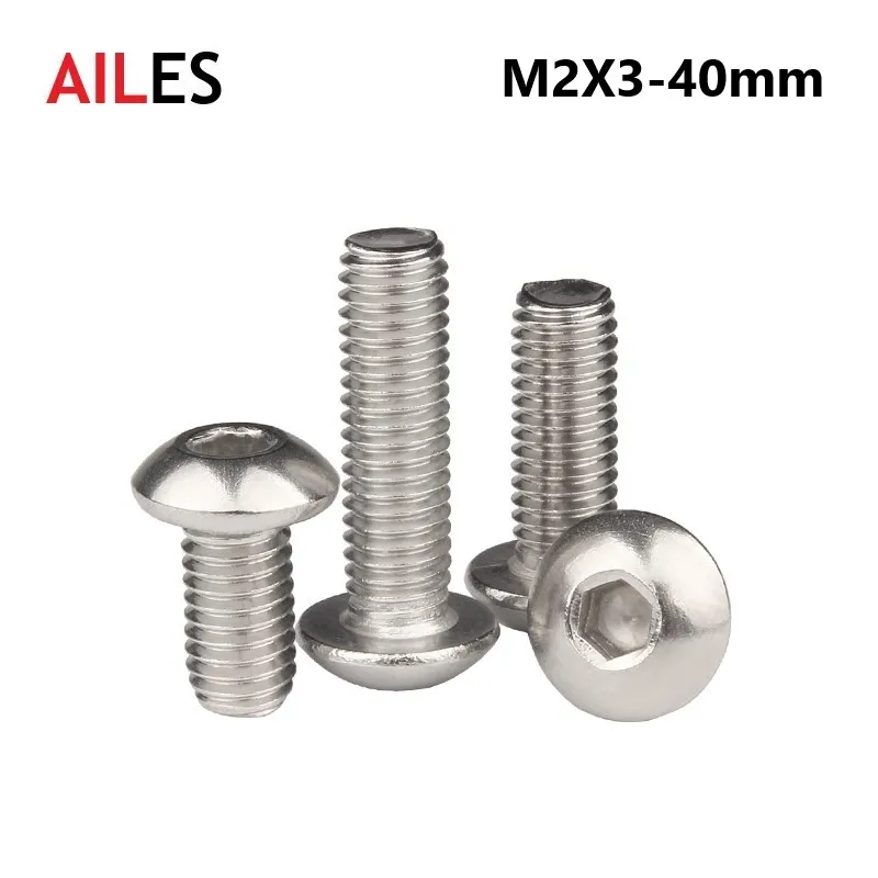 

304 Stainless Steel M2 Hexagon Socket Button Round Head Screws A2-70 3 4 5 6 7 8 10 12 16 18 20 32 38 40mm Allen Bolts