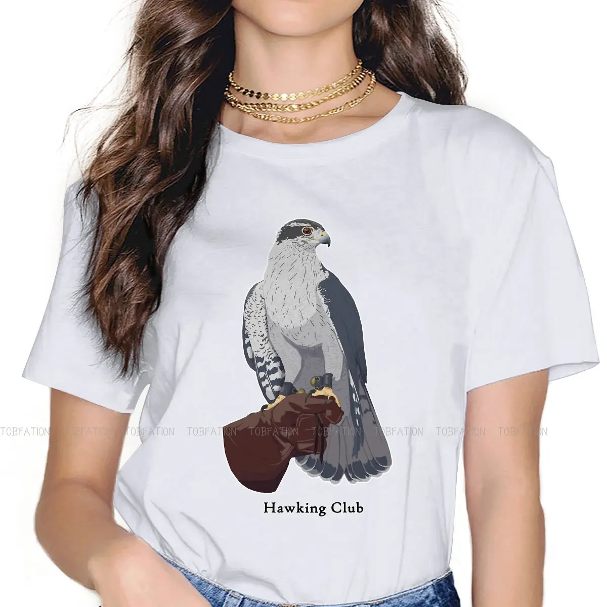 Falconry Austringer Hawk Girls T Shirt CHC Northern Goshawk Female Tops Harajuku Kawaii Tees Ladies 4XL Cotton Tshirt