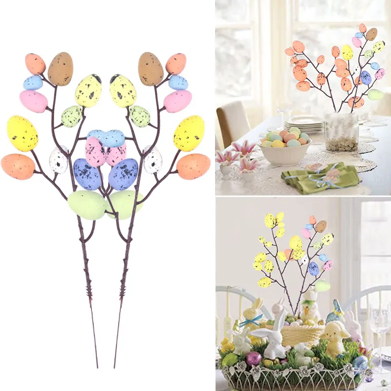 

Colorful Easter Egg Tree Branch Artificial Foam Eggs Flower Twig Branches Arrangement Vase Home Decor 2025 Easter Party Supplies