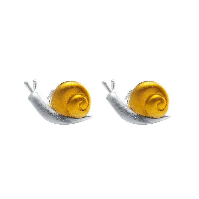 

MIQIAO Cute Snail On The Ears 925 Sterling Silver Jewelry Stud Earrings For Women Hypoallergenic Interesting Girlfriend Gift