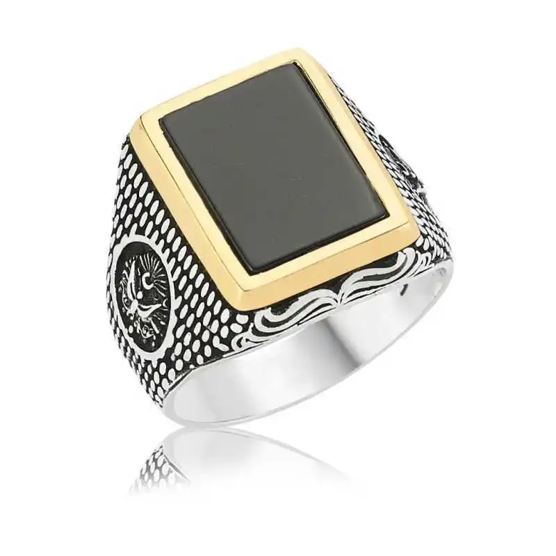 Silver State Coat Men's Ring - 925 Sterling Men's Jewelry Wedding Birthday Gift - Box - Men - Fashion - Botiva - Size - Turkish - Patterned Embroidery