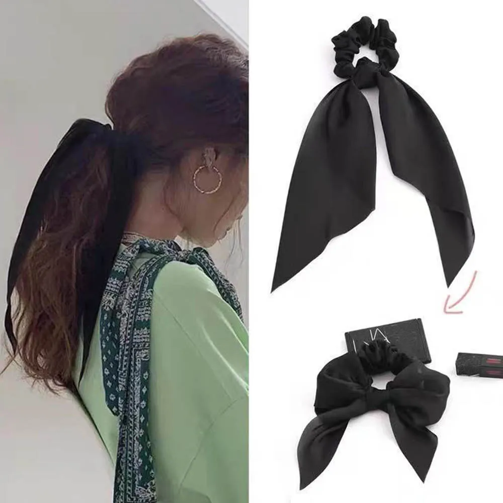 Moda cor sólida hairbands para mulheres bowknot scrunchies bobbles elástico laços de cabelo bandas titular rabo de cavalo acessórios meninas