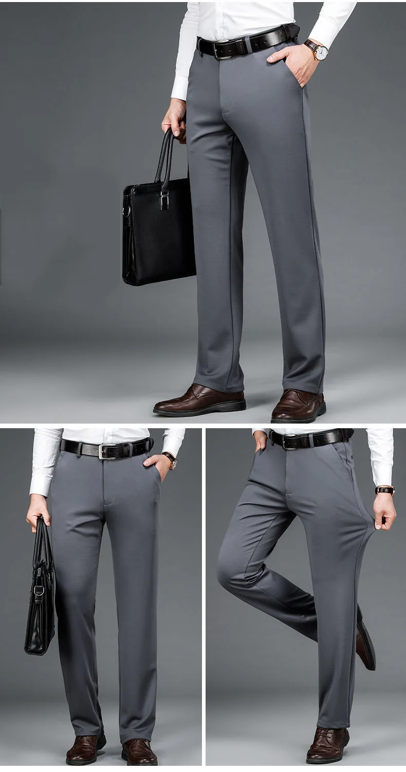 Fashion Men's Plus Size Fit Business Casual Pants Big Tall Classic Dress Pants Elasticity Casual Straight Leg Daily Trousers 17 H1e56c8a158504e53b92ac6beb35b7c2a6