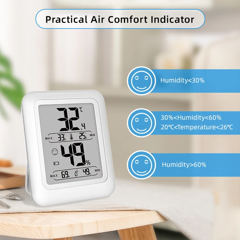 FABISENS Mini Digital Thermometer Hygrometer Sensor Indoor Room Temperature Humidity Monitor Portable Weather Station