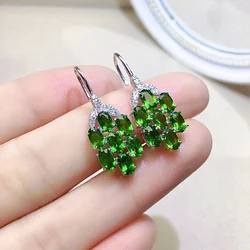 Luxury Sterling Silver Gemstone Drop Earrings for Party 14 Pieces 3mm*5mm Natural Diopside Earrings Gift for Woman