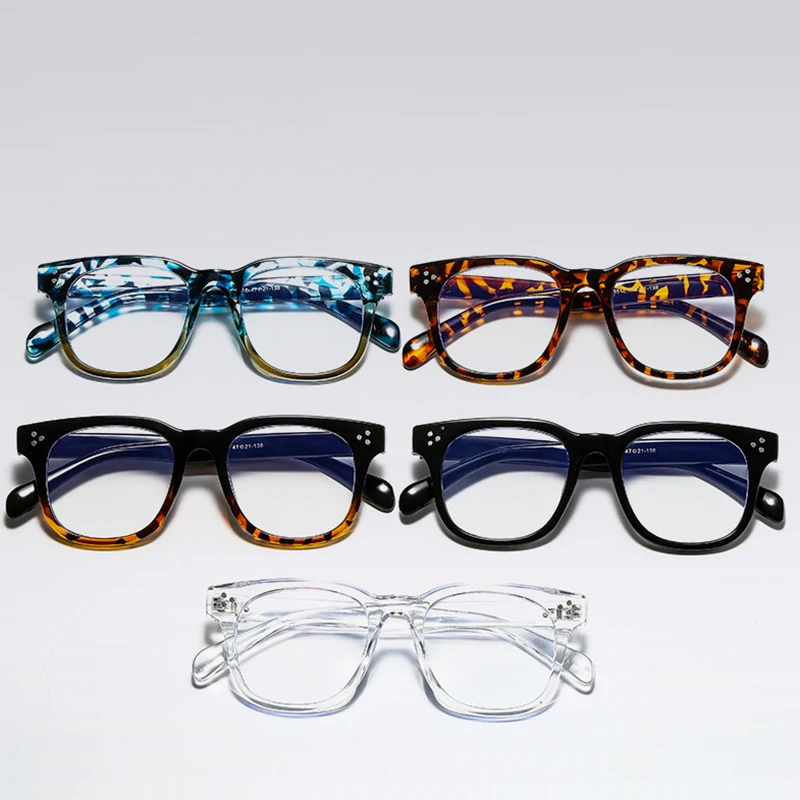 -1 -1.5 -2 -2.5 -3 -3.5 -4 -4.5 -5.0 -5.5 -6.0 Classic Rivets Myopia Glasses With Degree Women Men Black Leopard Frame Glasses