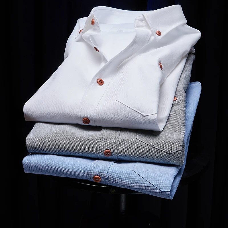 Mens  Shirts  Korean clothing Oxford  Business Casual Soft Dress Social Long Sleeve Shirts Regular Fit Male Shirt for men top