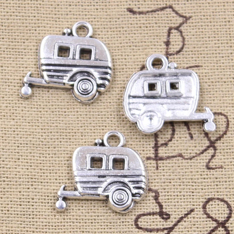 15pcs Charms Travel Tourism Towed RV 18x19mm Antique Silver Color Pendants DIY Necklace Crafts Making Findings Tibetan Jewelry