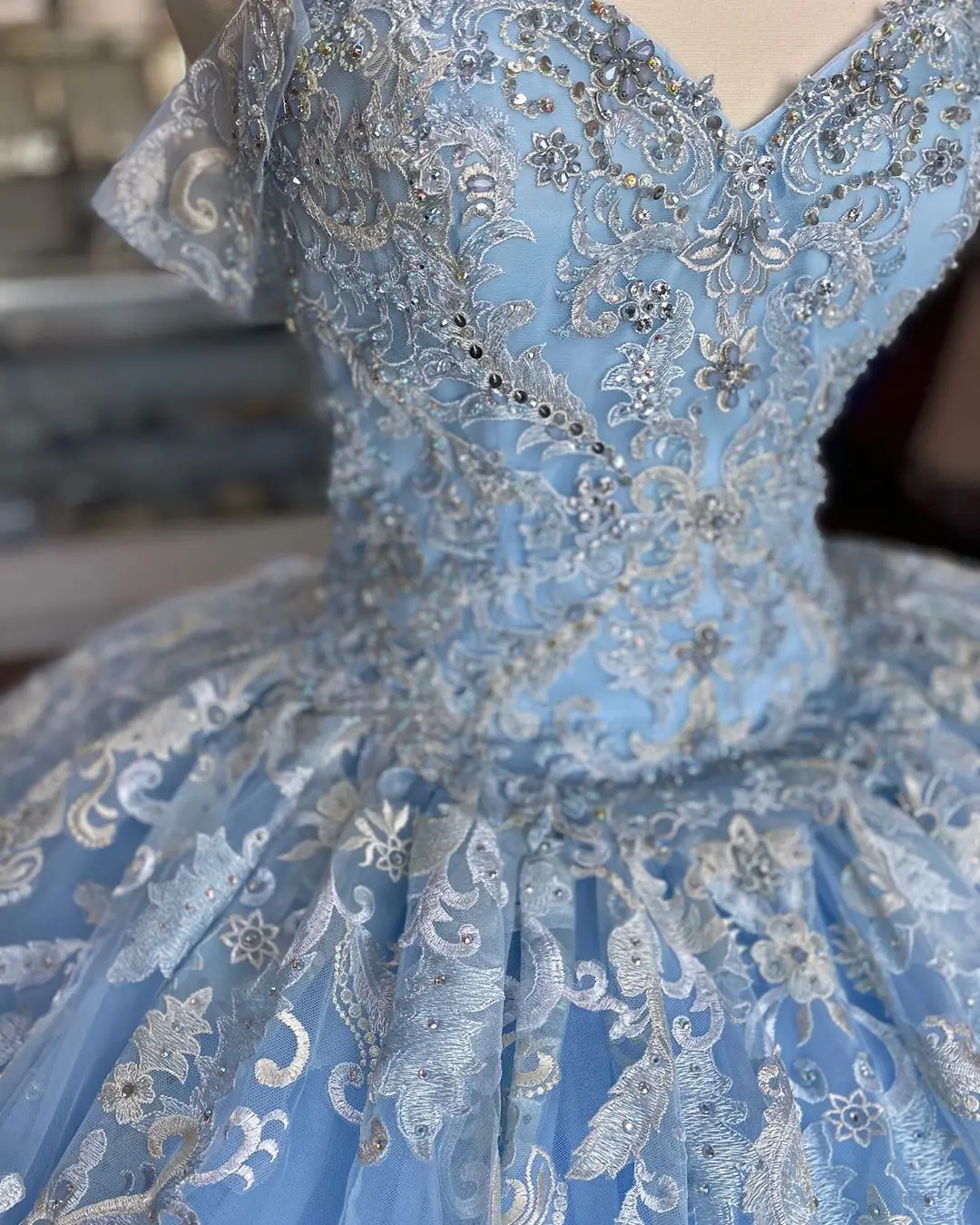 Cinderela-vestido de festa azul com cadarço, 15 anos, 2020, vestido inchado, quinceanera, ombro à mostra, doce