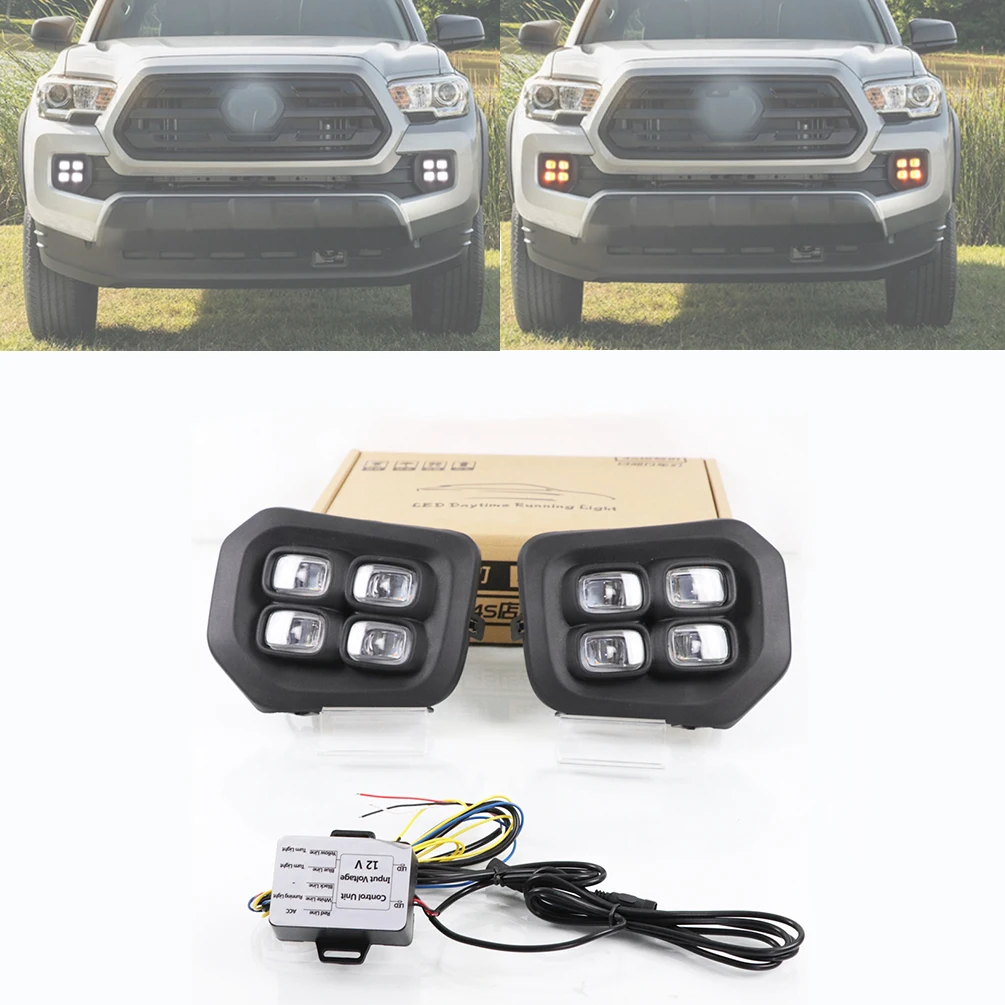 

2 Pieces Car Led Daytime Running Lights For Toyota Tacoma 2016 2017 2018 Assembly Kit 12V Turn Signal Daylights Waterproof DRL