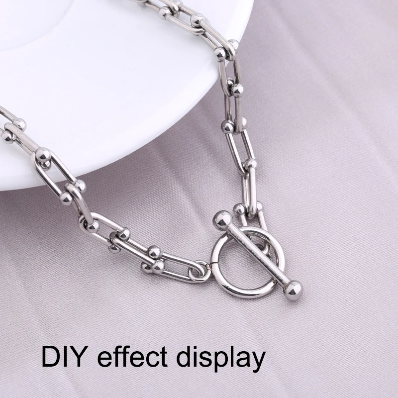 UNNAIER 1Set Titanium Steel Bracelet Buckle Necklace Buckle For Men And Women T-shaped Diy Accessories Material Connectin