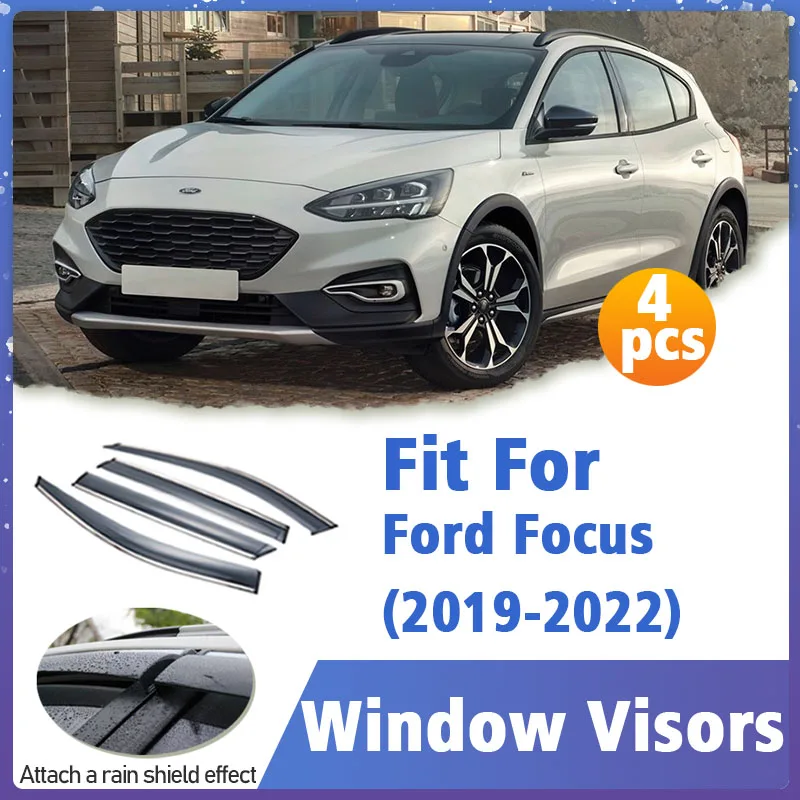 

Window Visor Guard for Ford Focus Sedan Hatchback 2019-2022 4pcs Vent Cover Trim Awnings Shelters Protection Sun Rain Deflector