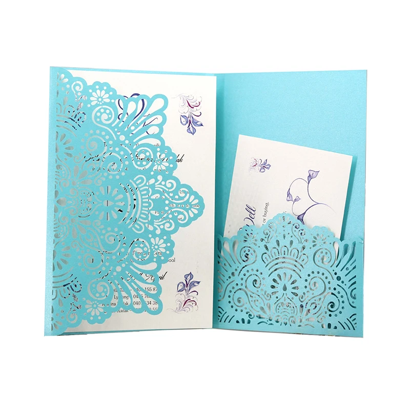 

50pcs Pearl Wedding Invitation Cards Colors Customized Greeting Cards European Invitation Party Card12.5x18cm