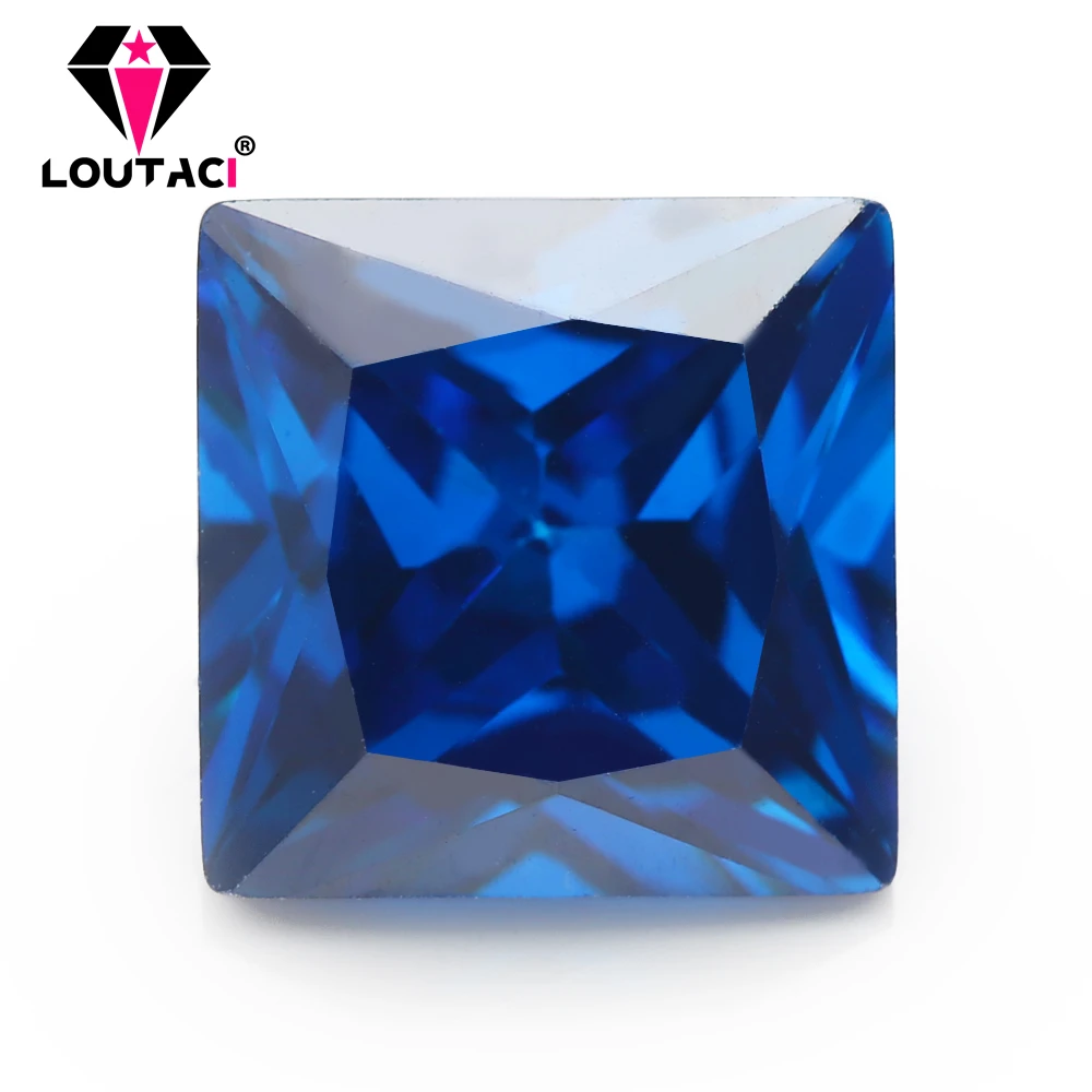 

LOUTACI Women Party Jewelry Gemstone Cubic Zirconia Square Shape Blue Color Middle Size 5x5-9x9mm